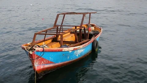 Small old boat on the sea Stock-Footage 107670183