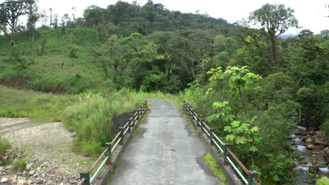 A small old bridge made of cement running over a stream Stock Footage 151278461