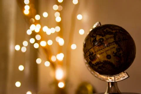 Small old globe interior night shot Stock Photos