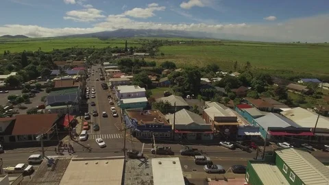 Small Old Town. Pai'a Town - Main Street - Fly Over Stock Footage 71162619