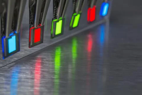 Small oled displays is lighting on a probe station. Lighting display technolo Stock Photos