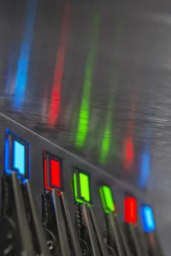Small oled displays is lighting on a probe station. Lighting display technolo Stock Photos