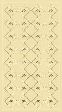 Small olive botanical emblems sit inside outlined diamond tiles on a warm t.. Stock Illustration