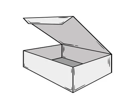 Small open box, sketch Illustrazione stock