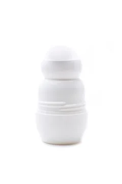 A small open white roll-on deodorant Stock Photos