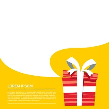 Small opened Gift box with empty bubble text out from it on a Yellow backgrou Stock Illustration