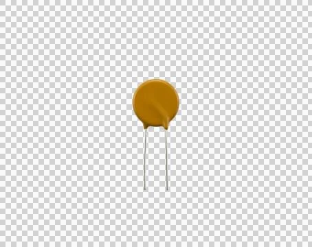 Small orange ceramic capacitor disc electronic component isolated on transp.. Photos