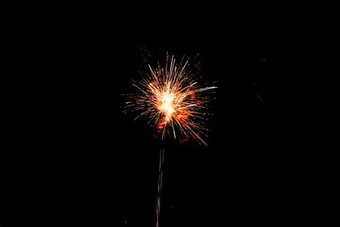 Small Orange Firework Lights Night Stock Photos
