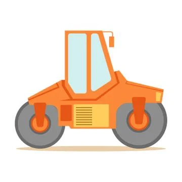Small Orange Paver Machine , Part Of Roadworks And Construction Site Series Of Stock Illustration