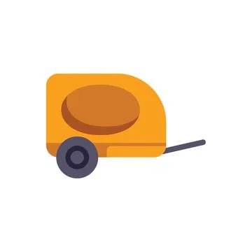 Small orange trailer for camping with one wheel is standing Stock Illustration