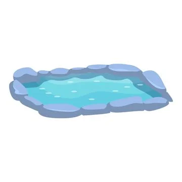 Small outdoor artificial pond surrounded by rocks for garden decoration Stock Illustration