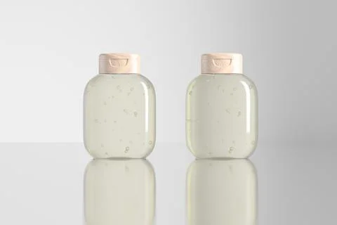 Small Oval shape lotion bottle mockup, falt oval shape shampoo packaging イラスト素材