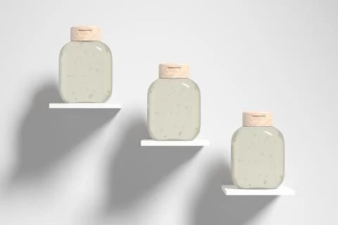 Small Oval shape lotion bottle mockup, falt oval shape shampoo packaging イラスト素材