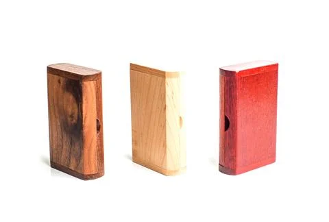 Small packaging for USB-drive from light wood. Wooden box with USB-storage .. Stock Photos