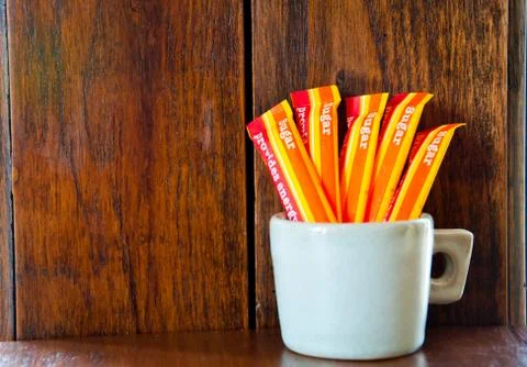 The small packet of sugar Stock Photos