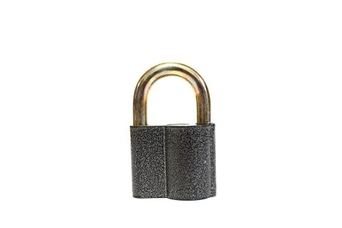 A small padlock on white background Stock Photos