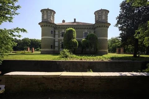 Small palace with a moat Stock Photos