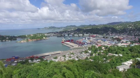 Small pan of town harbor Stock Footage 63454788