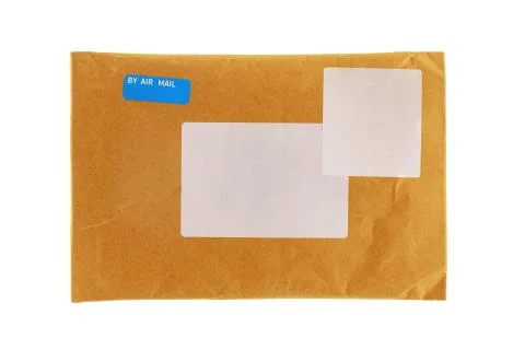 Small paper post packet isolated on the white background Foto stock