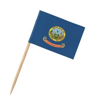 Small paper US-state flag on wooden stick - Idaho Stock Photos