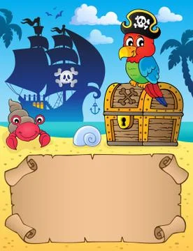 Small parchment with pirate parrot Stock Illustration