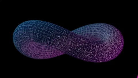 Small particles form an infinity shape, twisting inside an invisible tunnel.. Stock Footage 305146478