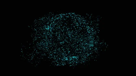 Small particles rotate on a black background forming a sphere. Futuristic modern Stock Footage 118224408
