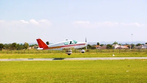 Small Passenger Plane Takes Off Stock Footage 90318496