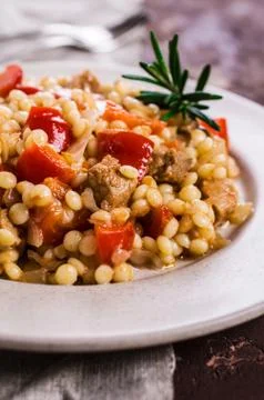 Small pasta with vegetables Stock Photos