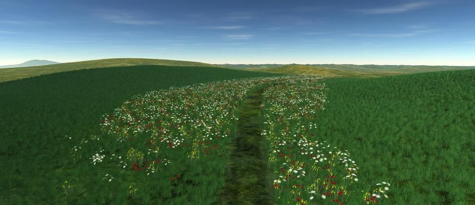A small patch of grass with flowers Stock Illustration