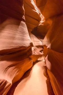 Small Path through Upper Antelope Canyon. Natural rock formation in beautiful Stock-Fotos