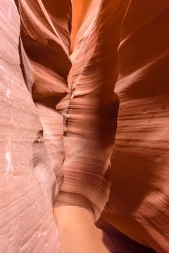 Small Path through Upper Antelope Canyon. Natural rock formation in beautiful Фото