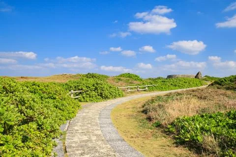 Small path way in the park at cape Zanpa at Okinawa Stock Photos