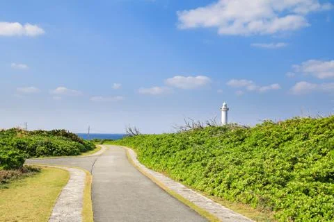Small path way in the park at cape Zanpa at Okinawa Stock Photos