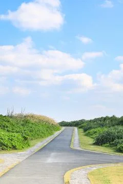 Small path way in the park at cape Zanpa at Okinawa Stock Photos