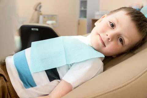 Small Patient at the Dentist. Checking the Teeth at the Child. Stock Photos