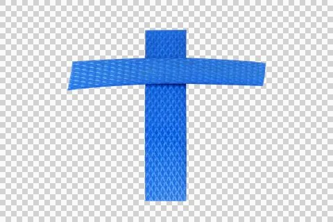 Small piece of blue plastic line cut edge element isolated on white backgroun Stock Photos