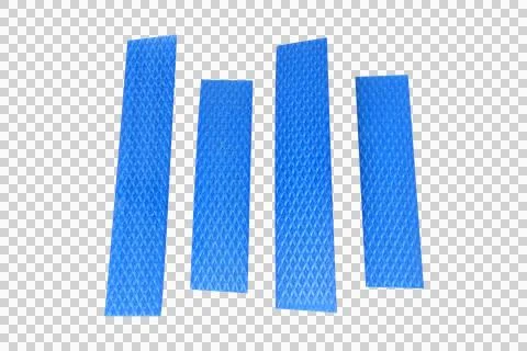 Small piece of blue plastic line cut edge element isolated on white backgroun Stock Photos