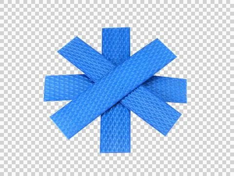 Small piece of blue plastic line cut edge element isolated on white backgroun Stock Photos