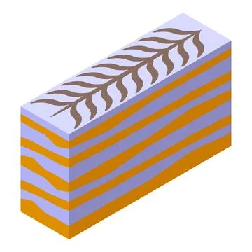 Small piece cake icon isometric vector. Napoleon food 스톡 일러스트