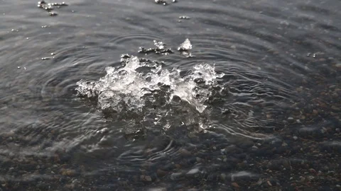 The small piece of ice shakes a wave Stock Footage 89112436