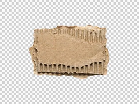 Small piece of torn brown cardboard paper texture isolated on transparent b.. Stock Photos