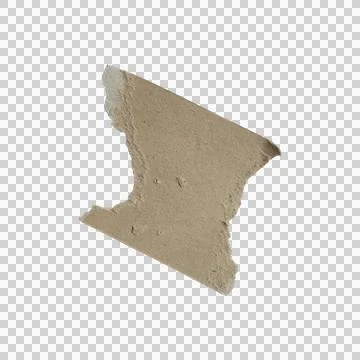 Small piece of torn brown recycled craft paper isolated on a transparent ba.. Фото