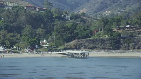 Small pier in Malibu Stock Footage