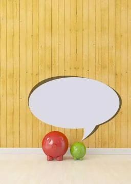 Small piggy with speech bubble, communication concept 스톡 일러스트