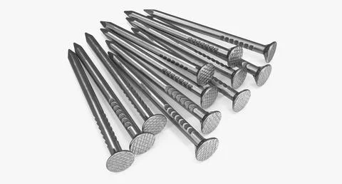 Small Pile Of Steel Nails 3D Model