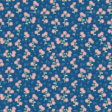 Small pink flora seamless pattern flower background Stock Illustration
