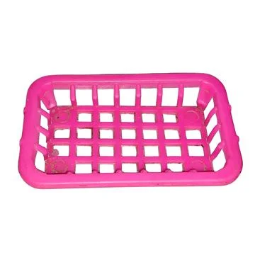 Small Pink Plastic Rectangular Basket 스톡 사진
