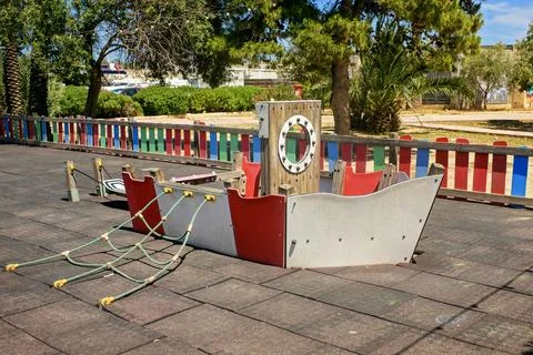Small Pirate Ship Playground Structure Stock Photos