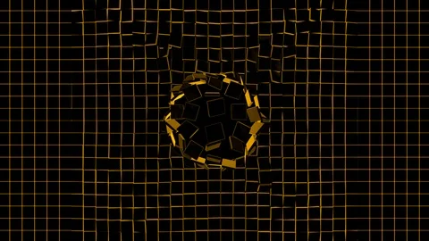 Small Pixel Cube Destruction Front Flight Stock Footage 99276608